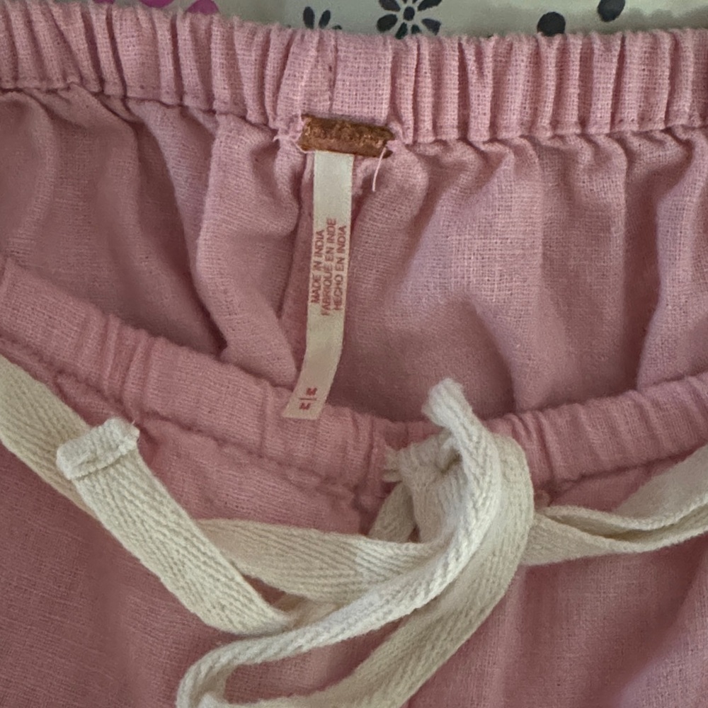 Free People Livin' In It Cotton-Linen Slouchy Beach Pants Orchid Pink medium - Picture 9 of 12